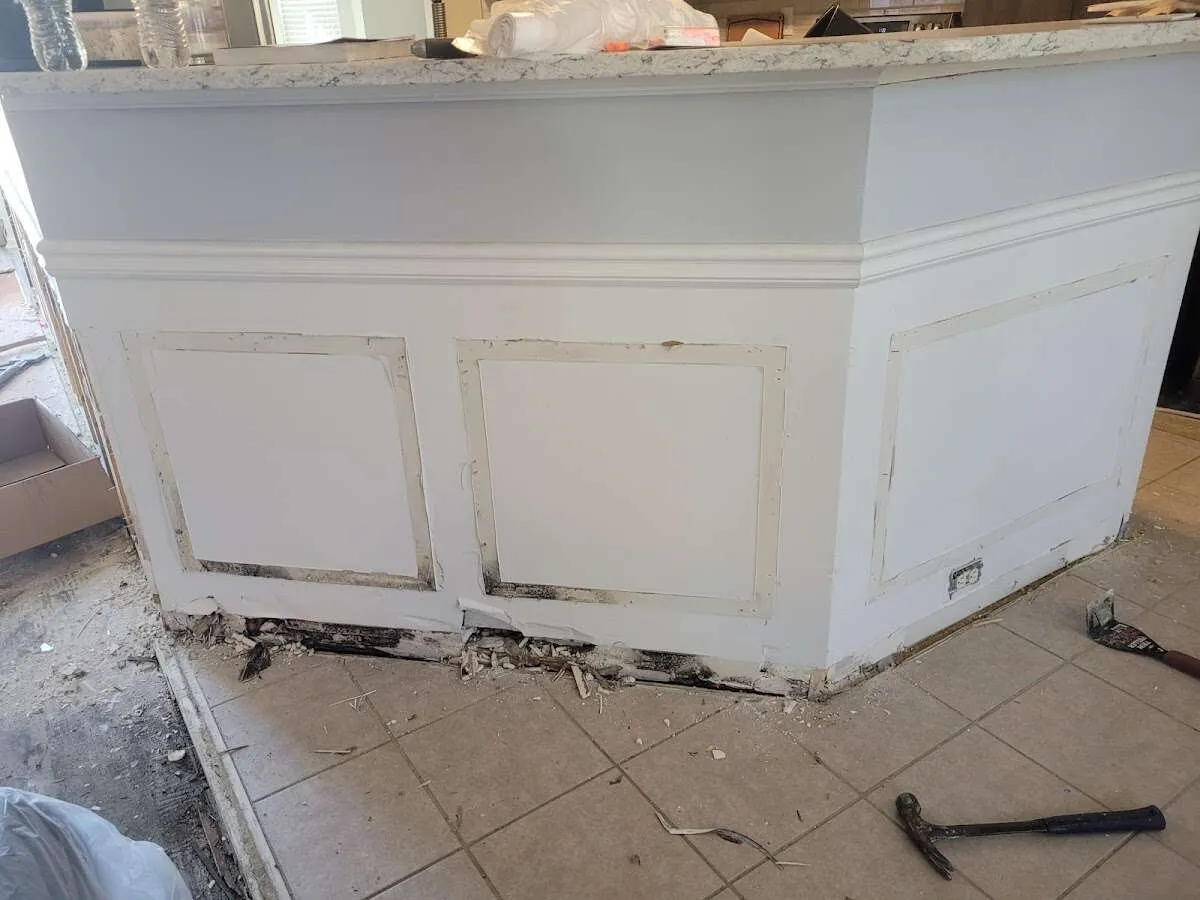 Water damage and mold on kitchen during Mold Inspection & Testing in Patchogue